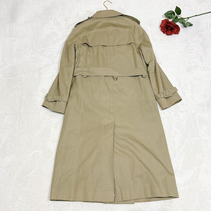 Aquascutum Trench Coat Club Check Asian fit S US size XS Khaki Authentic