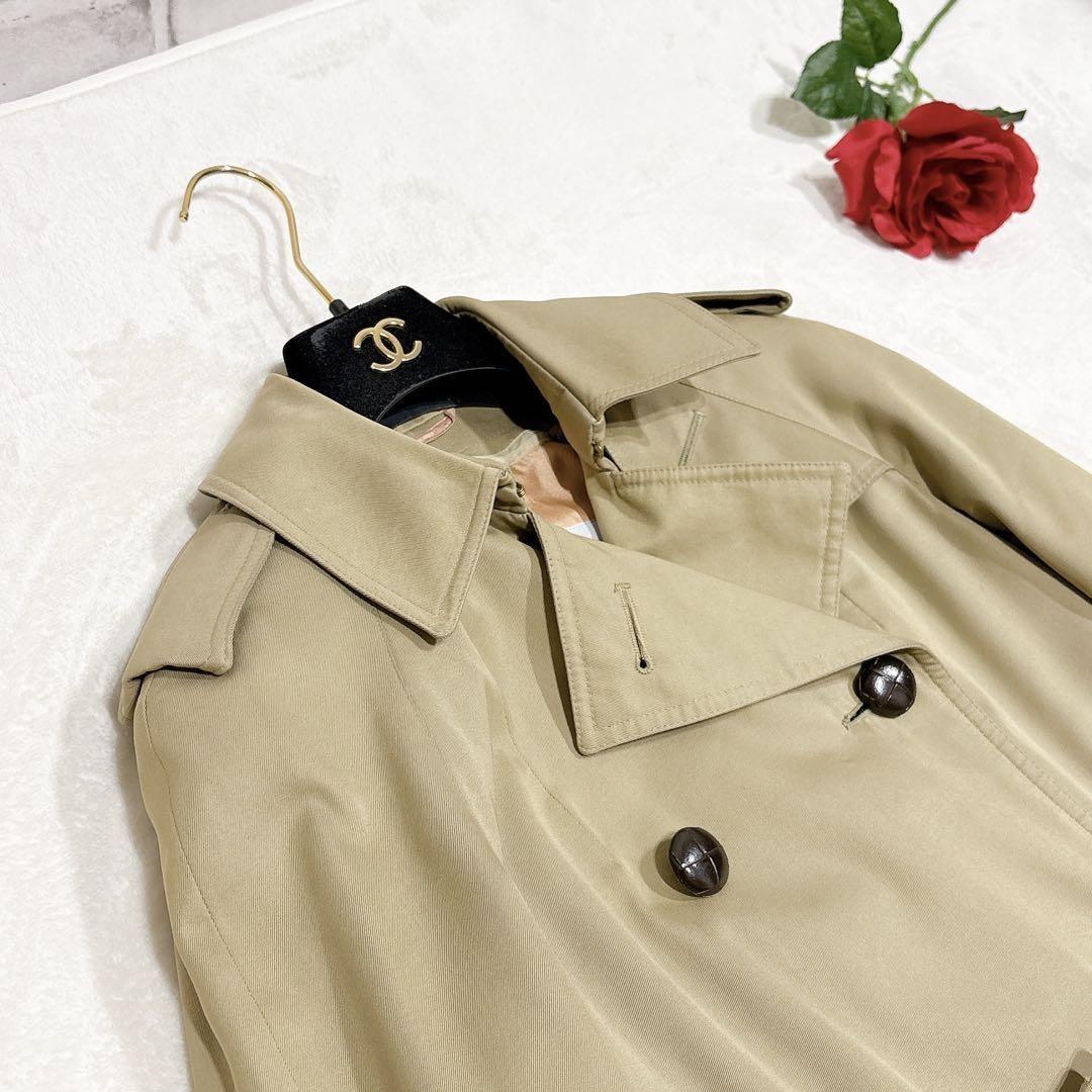 Aquascutum Trench Coat Club Check Asian fit S US size XS Khaki Authentic