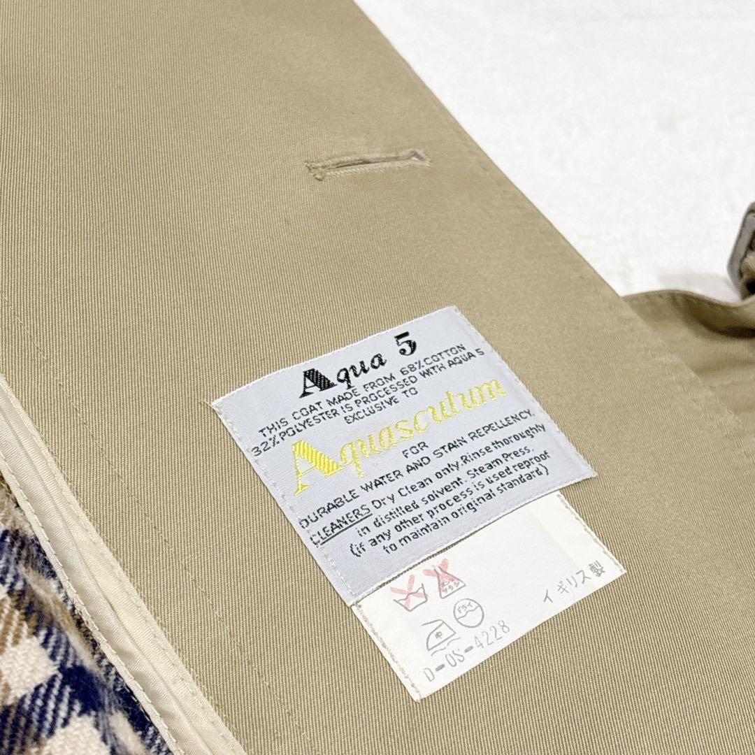 Aquascutum Trench Coat Club Check Asian fit S US size XS Khaki Authentic