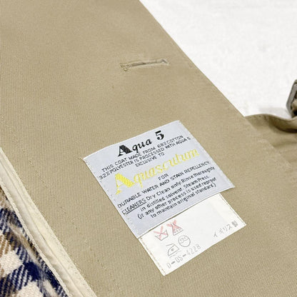 Aquascutum Trench Coat Club Check Asian fit S US size XS Khaki Authentic