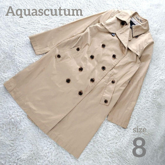Aquascutum LONDON Trench Coat Club Check Asian fit M US size S Beige Authentic