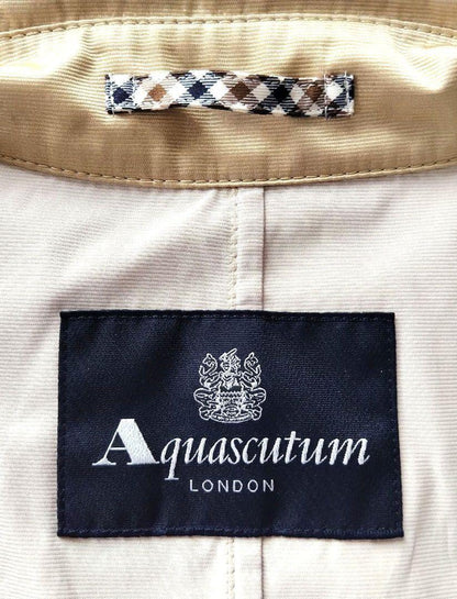 Aquascutum LONDON Trench Coat Club Check Asian fit M US size S Beige Authentic