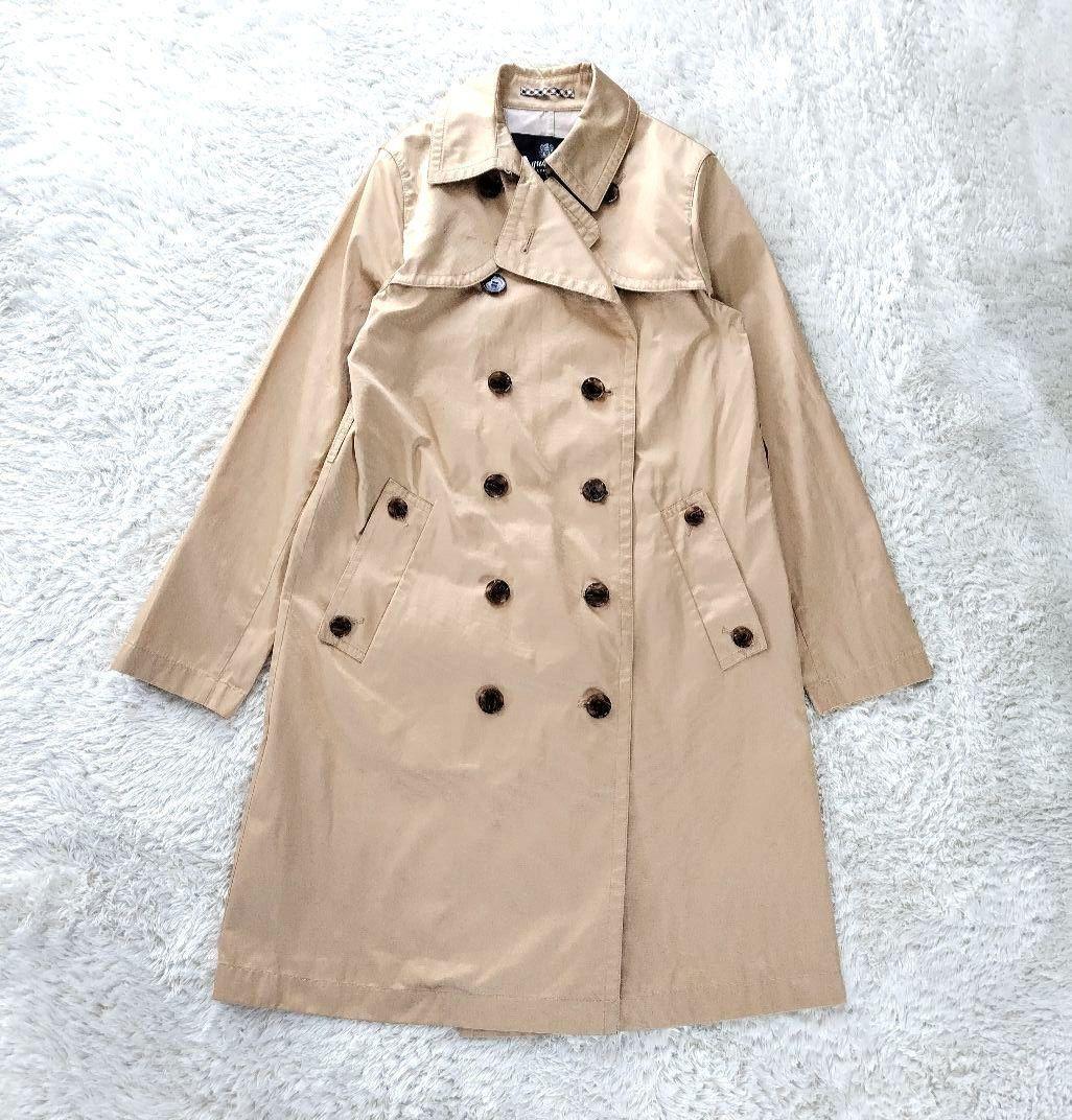 Aquascutum LONDON Trench Coat Club Check Asian fit M US size S Beige Authentic