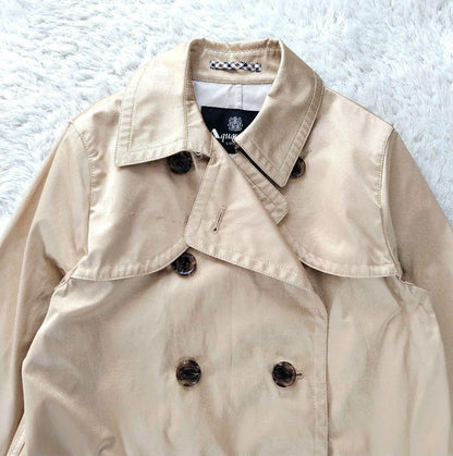 Aquascutum LONDON Trench Coat Club Check Asian fit M US size S Beige Authentic