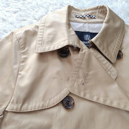 Aquascutum LONDON Trench Coat Club Check Asian fit M US size S Beige Authentic