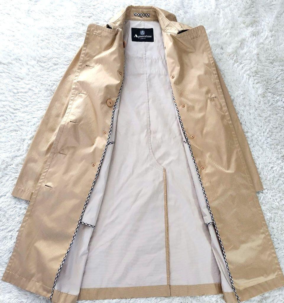 Aquascutum LONDON Trench Coat Club Check Asian fit M US size S Beige Authentic