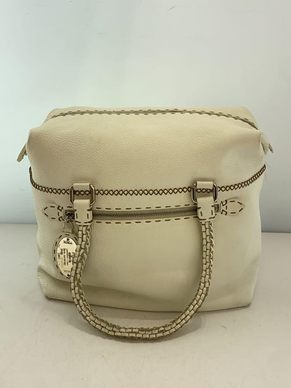 FENDI Hand Bag Tote Purse Selleria Leather White Authentic