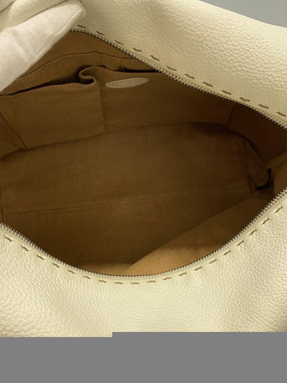 FENDI Hand Bag Tote Purse Selleria Leather White Authentic