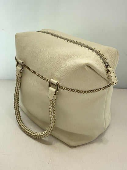 FENDI Hand Bag Tote Purse Selleria Leather White Authentic