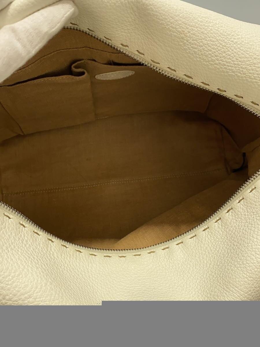 FENDI Hand Bag Tote Purse Selleria Leather White Authentic