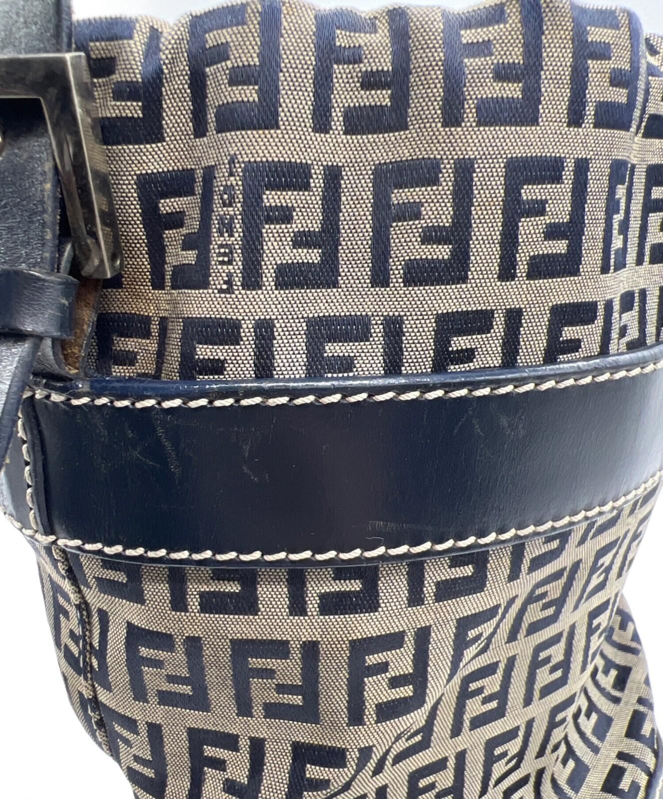 FENDI Hand Bag Tote Purse FF Zucchino Beige Authentic