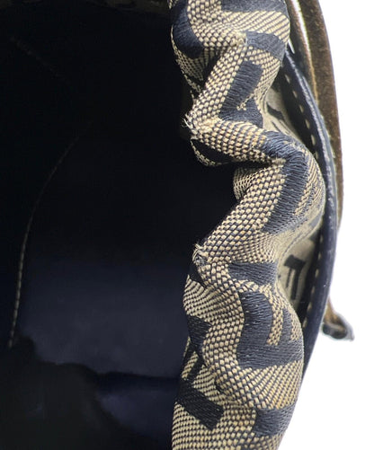 FENDI Hand Bag Tote Purse FF Zucchino Beige Authentic