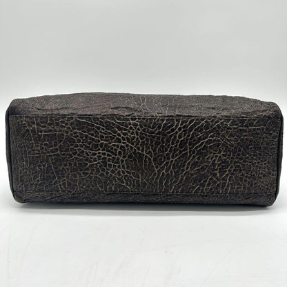 FENDI Hand Bag Tote Purse FF Leather Khaki Authentic