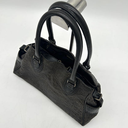 FENDI Hand Bag Tote Purse FF Leather Khaki Authentic