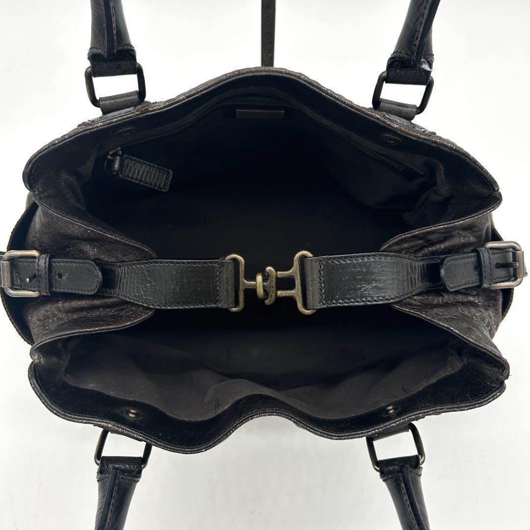 FENDI Hand Bag Tote Purse FF Leather Khaki Authentic