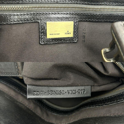 FENDI Hand Bag Tote Purse FF Leather Khaki Authentic