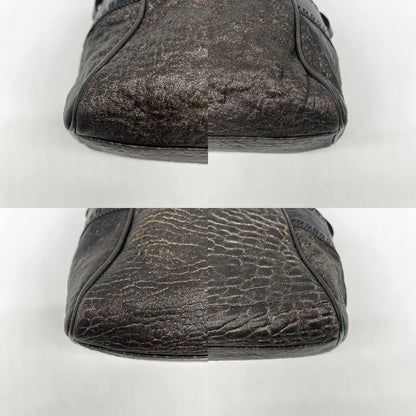 FENDI Hand Bag Tote Purse FF Leather Khaki Authentic