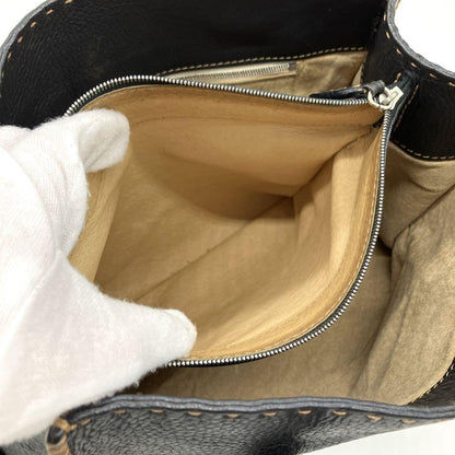 FENDI Hand Bag Tote Purse Selleria Leather Black Authentic