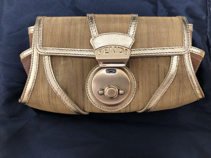 FENDI Clutch Party Bag Second Bag Gold Authentic