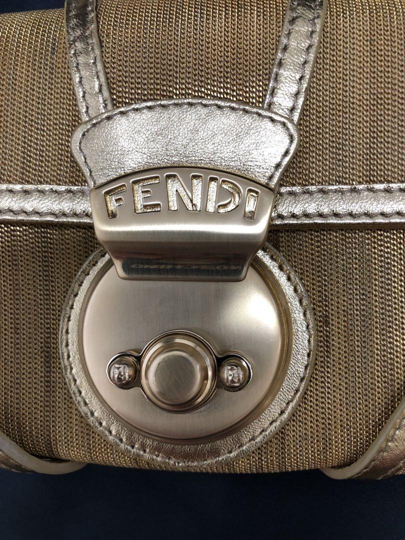 FENDI Clutch Party Bag Second Bag Gold Authentic
