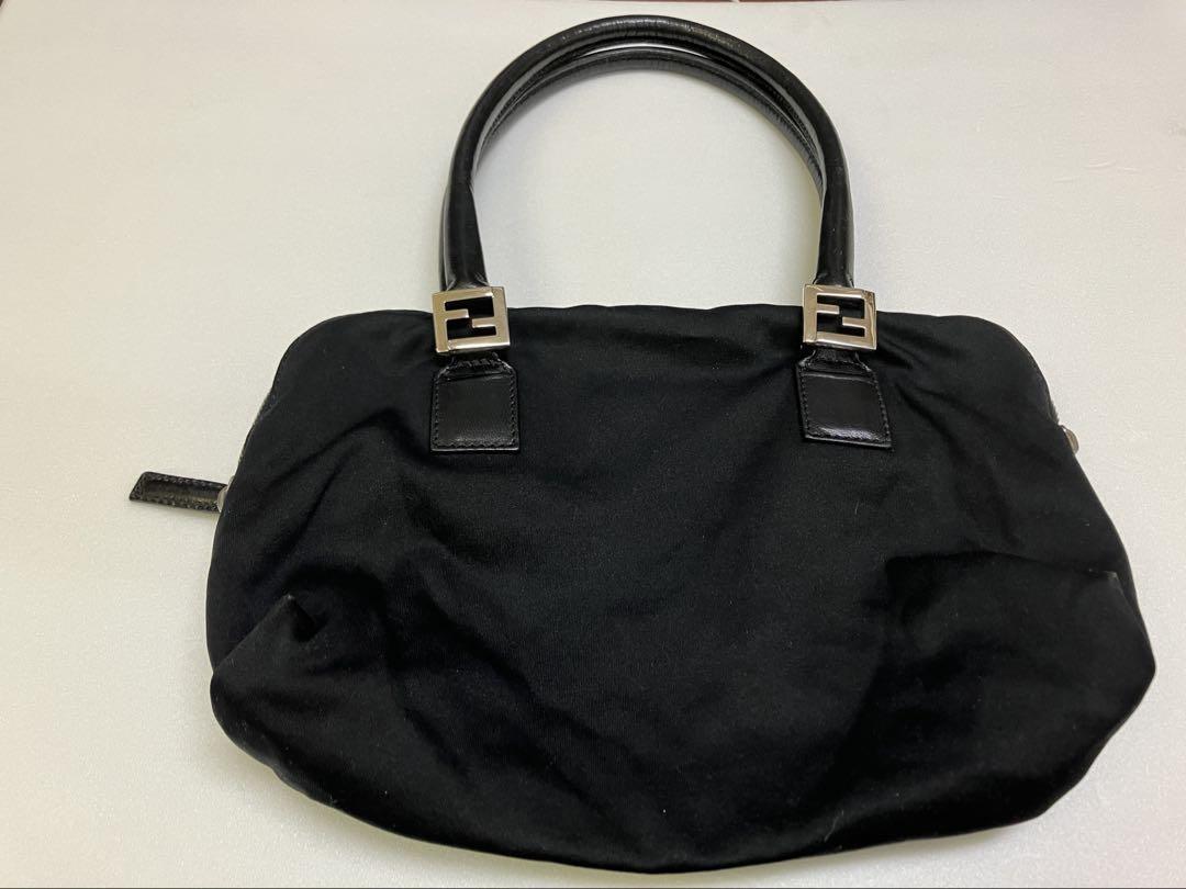 FENDI Hand Bag Tote Purse FF Black Authentic