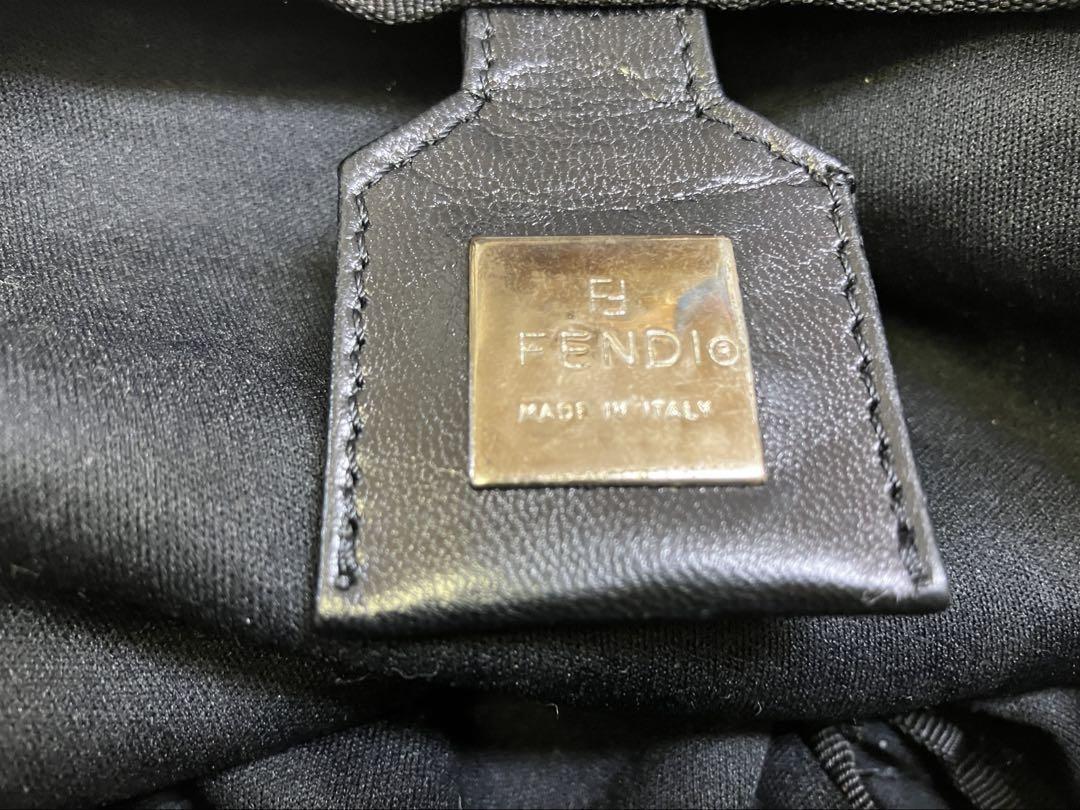 FENDI Hand Bag Tote Purse FF Black Authentic