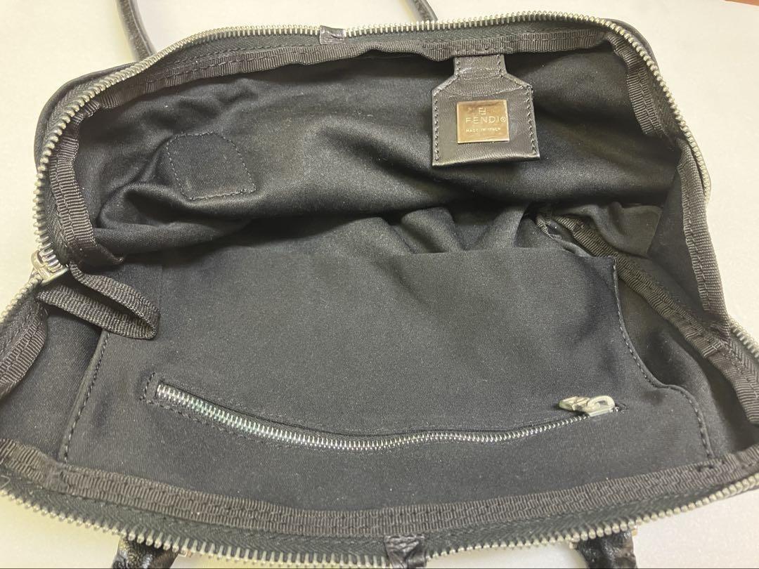 FENDI Hand Bag Tote Purse FF Black Authentic