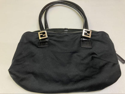 FENDI Hand Bag Tote Purse FF Black Authentic