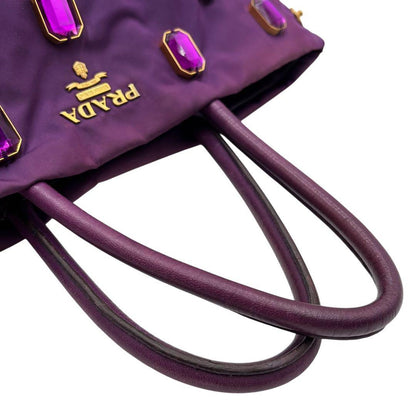 PRADA Hand Bag Tote Purse Nylon Purple Authentic