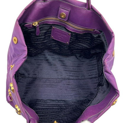 PRADA Hand Bag Tote Purse Nylon Purple Authentic