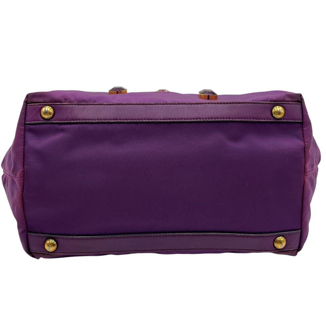 PRADA Hand Bag Tote Purse Nylon Purple Authentic