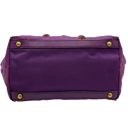 PRADA Hand Bag Tote Purse Nylon Purple Authentic