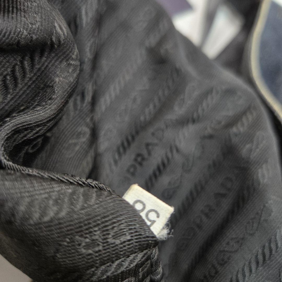 PRADA Shoulder Bag Purse Logo Denim Leather Authentic