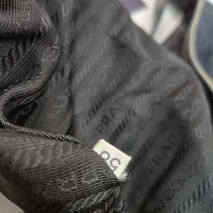 PRADA Shoulder Bag Purse Logo Denim Leather Authentic