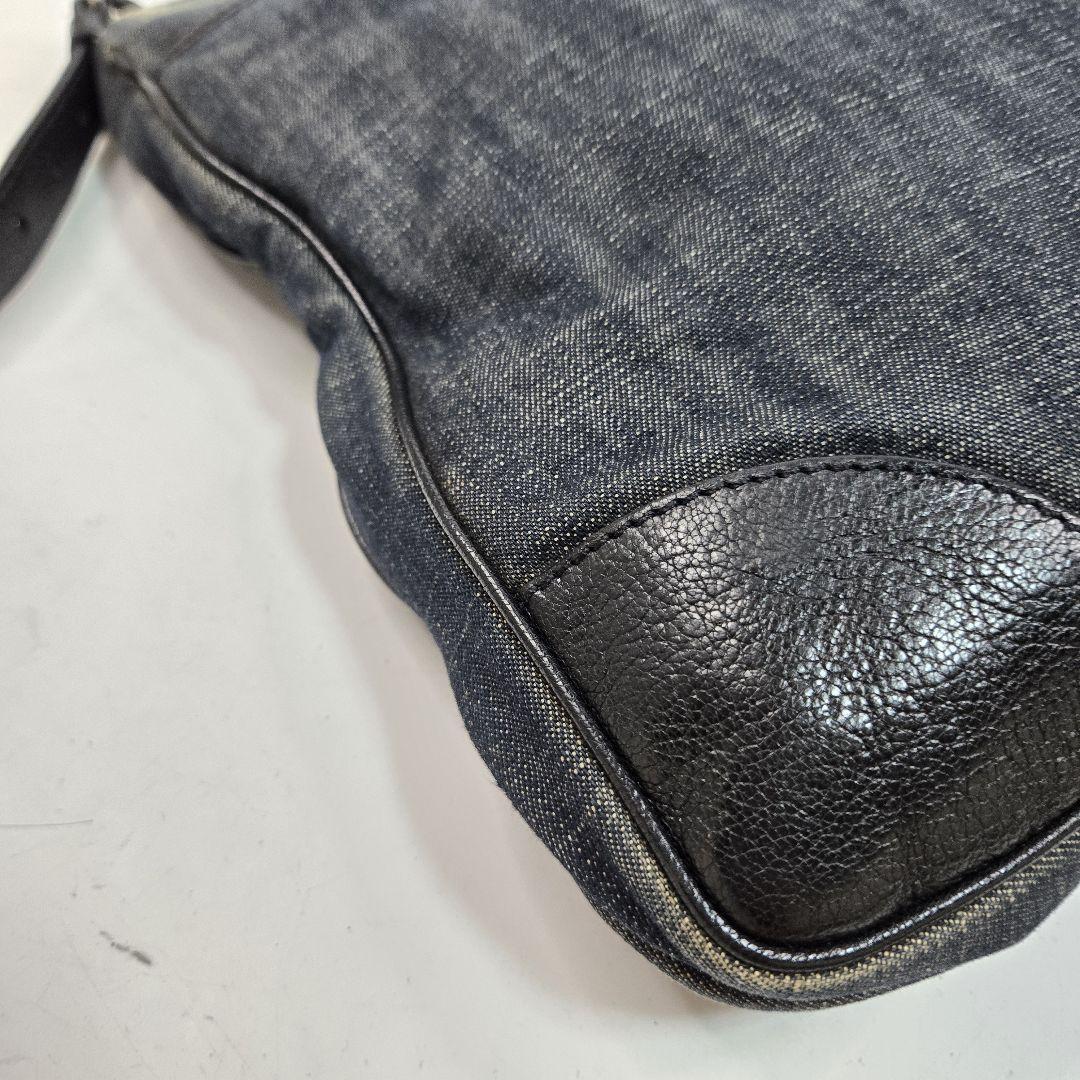 PRADA Shoulder Bag Purse Logo Denim Leather Authentic