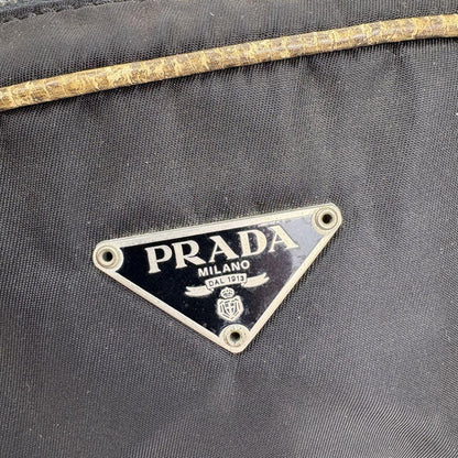 PRADA Hand Bag Tote Purse Logo Nylon Black Authentic