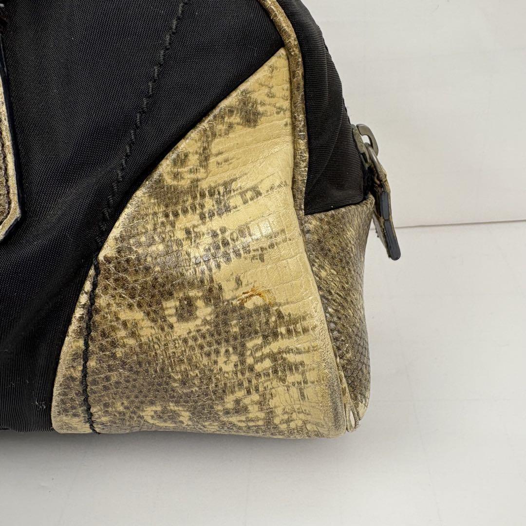 PRADA Hand Bag Tote Purse Logo Nylon Black Authentic