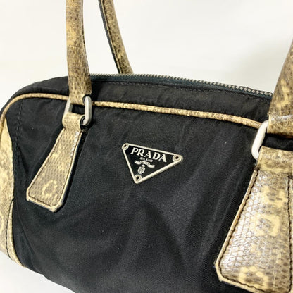 PRADA Hand Bag Tote Purse Logo Nylon Black Authentic