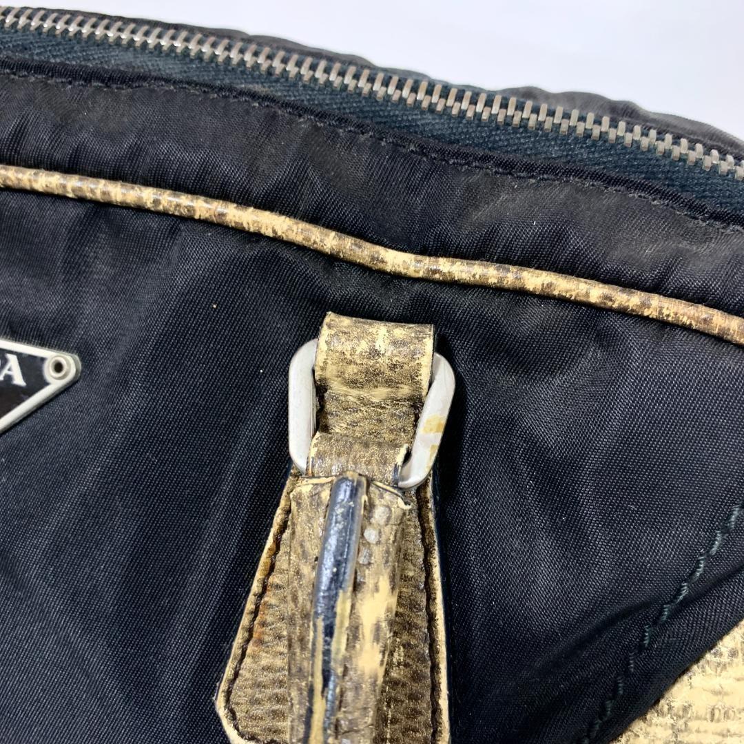 PRADA Hand Bag Tote Purse Logo Nylon Black Authentic