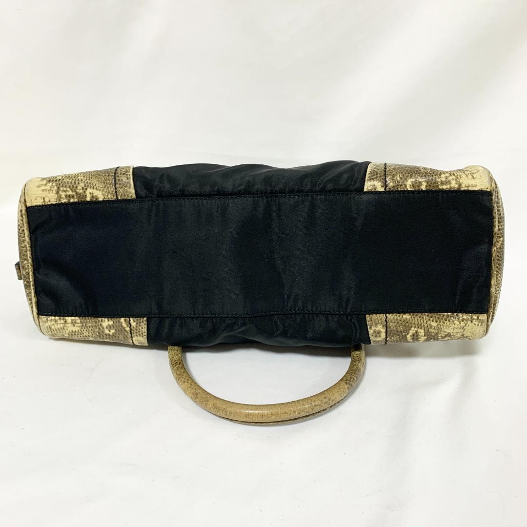 PRADA Hand Bag Tote Purse Logo Nylon Black Authentic