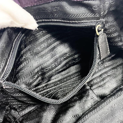 PRADA Hand Bag Tote Purse Logo Nylon Purple Authentic
