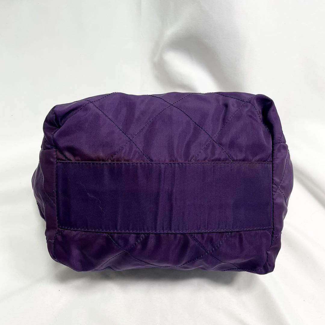 PRADA Hand Bag Tote Purse Logo Nylon Purple Authentic