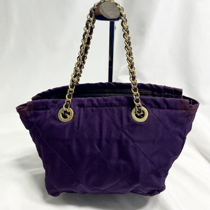 PRADA Hand Bag Tote Purse Logo Nylon Purple Authentic