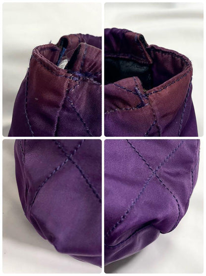 PRADA Hand Bag Tote Purse Logo Nylon Purple Authentic