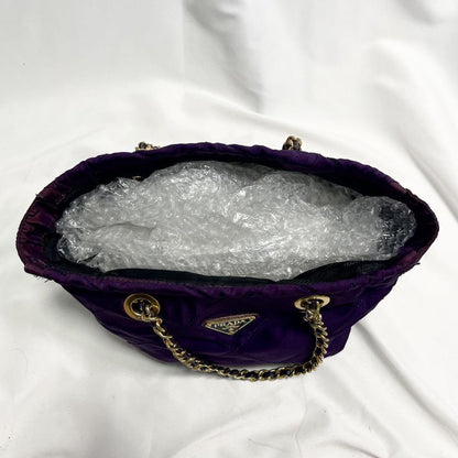 PRADA Hand Bag Tote Purse Logo Nylon Purple Authentic