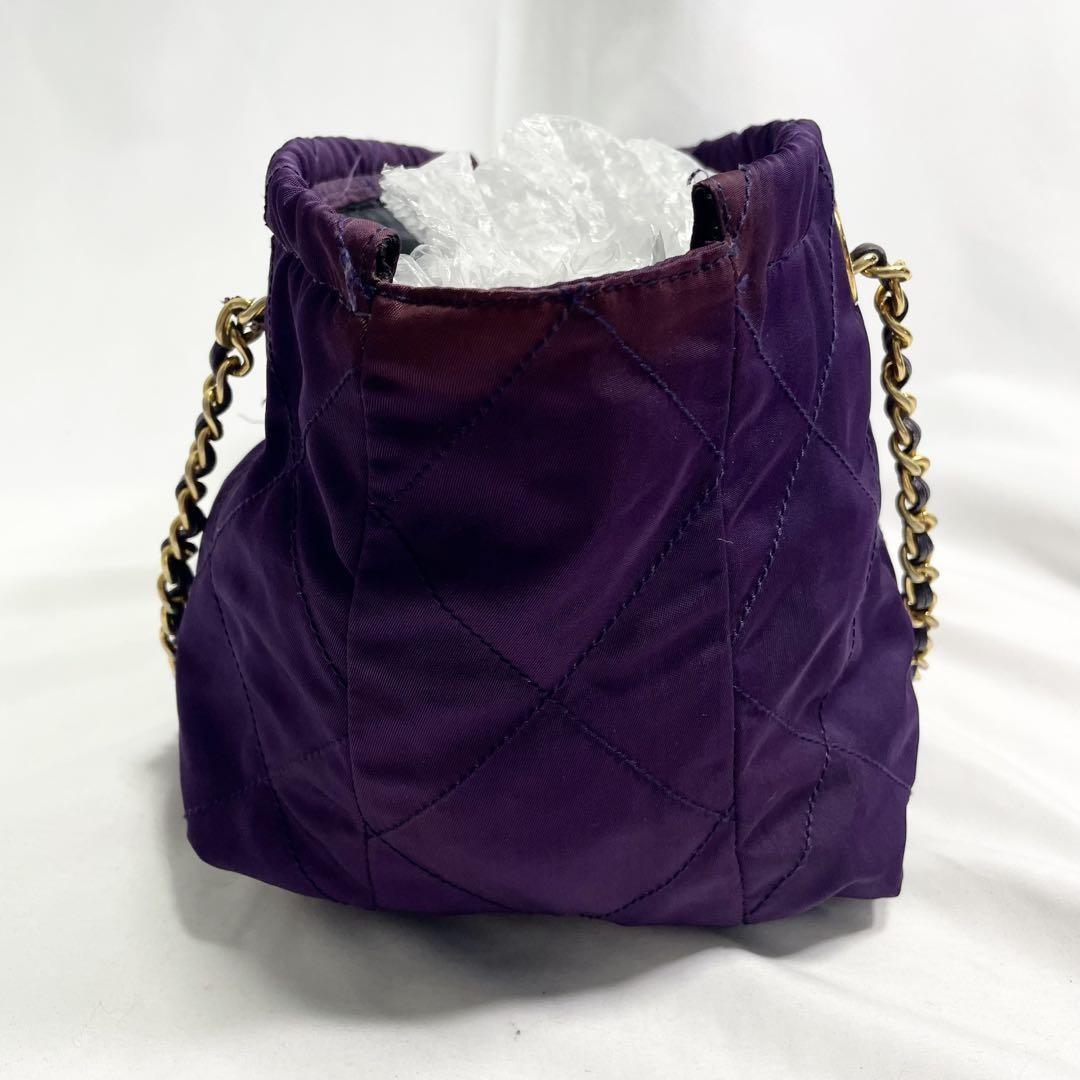 PRADA Hand Bag Tote Purse Logo Nylon Purple Authentic