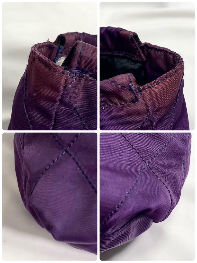 PRADA Hand Bag Tote Purse Logo Nylon Purple Authentic