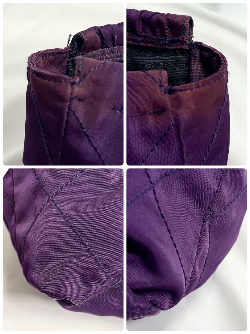PRADA Hand Bag Tote Purse Logo Nylon Purple Authentic
