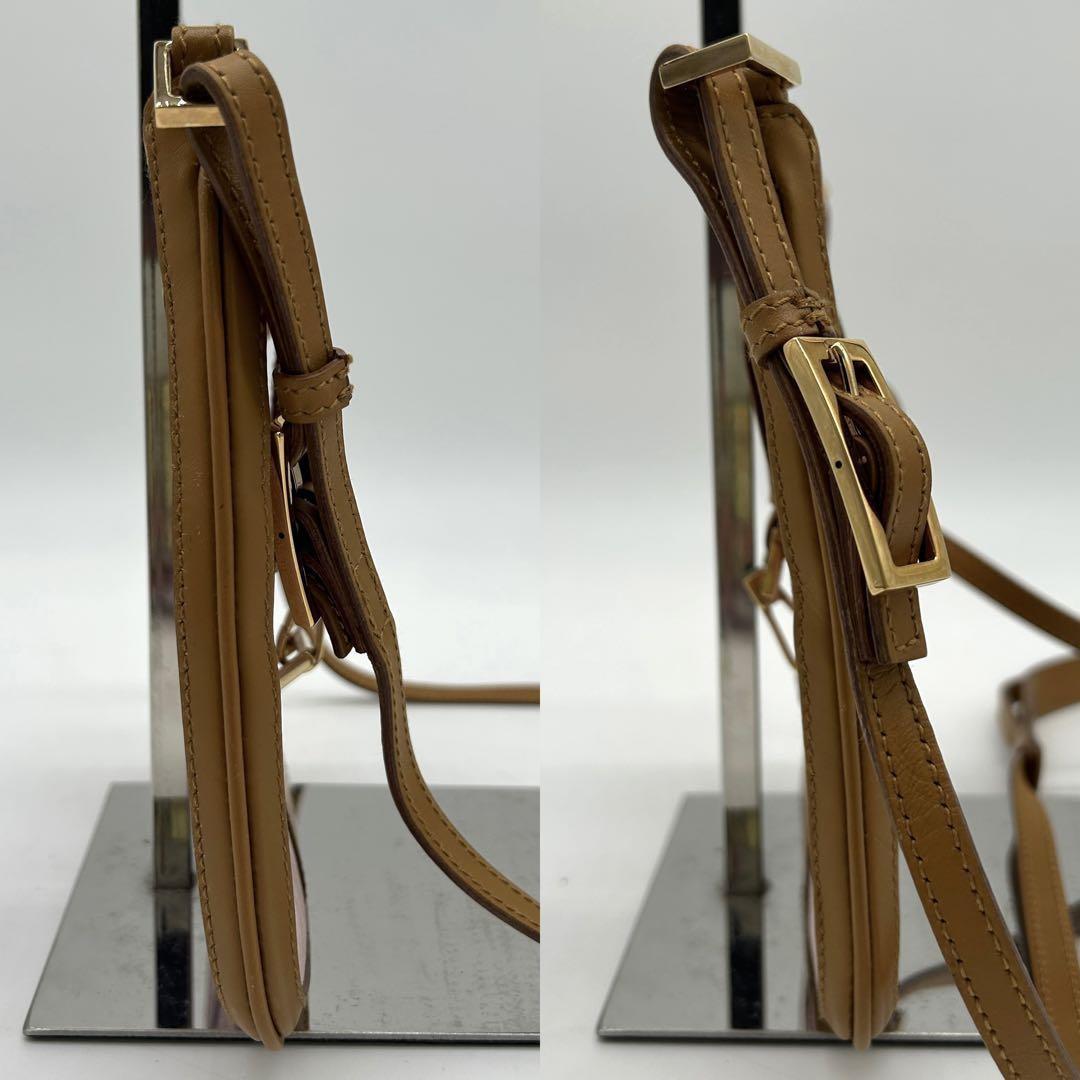 GUCCI Shoulder Bag Purse Leather Suede Light Brown Purple Authentic