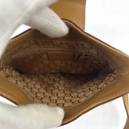 GUCCI Shoulder Bag Purse Leather Suede Light Brown Purple Authentic